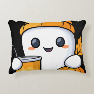 Chill Ghost Warm Coffee Cozy Fall Accent Pillow