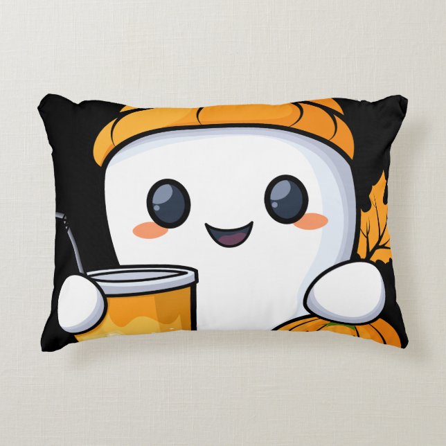 Chill Ghost Warm Coffee Cozy Fall Accent Pillow (Front)