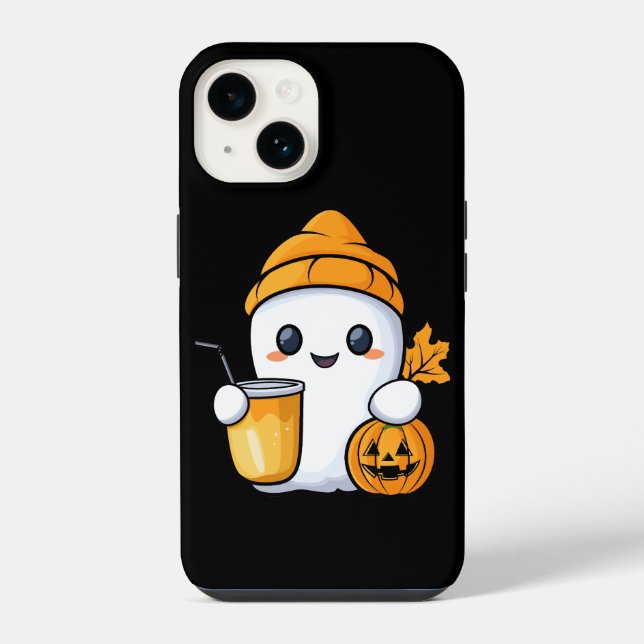 Chill Ghost Warm Coffee Cozy Fall iPhone Case (Back)