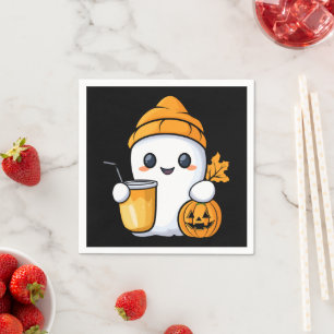 Chill Ghost Warm Coffee Cozy Fall Napkin