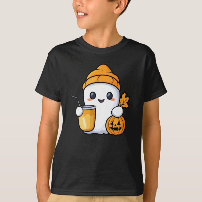 Chill Ghost Warm Coffee Cozy Fall T-Shirt (Front)