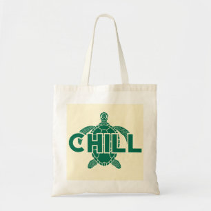 Chill Green Sea Turtle Minimalist Summer Vacation Tote Bag