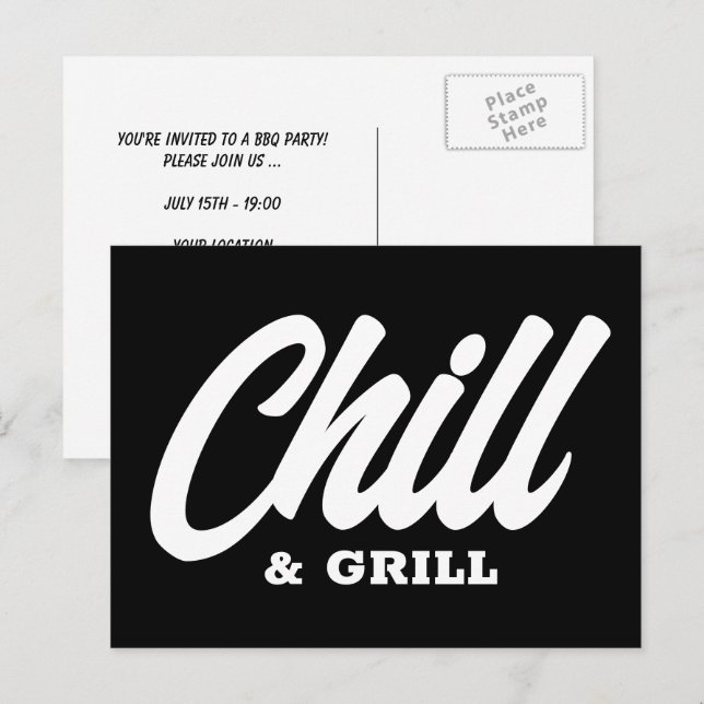 Chill & Grill BBQ invitation cartes postales (Devant / Derrière)