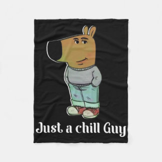 Chill Guy Dog Tee Funny Chill Guy Meme  Fleece Blanket