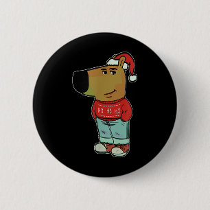 Chill Guy Meme Wearing Ugly Christmas Sweater  2 Inch Round Button
