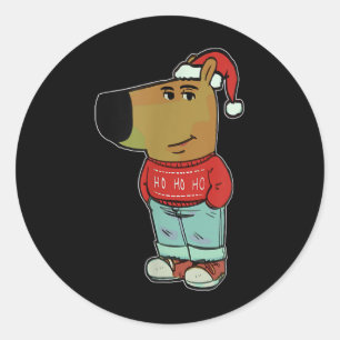 Chill Guy Meme Wearing Ugly Christmas Sweater  Classic Round Sticker