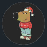 Chill Guy - My New Character Meme Christmas Chill  Classic Round Sticker<br><div class="desc">Chill Guy - My New Character Meme Christmas Chill Guy</div>