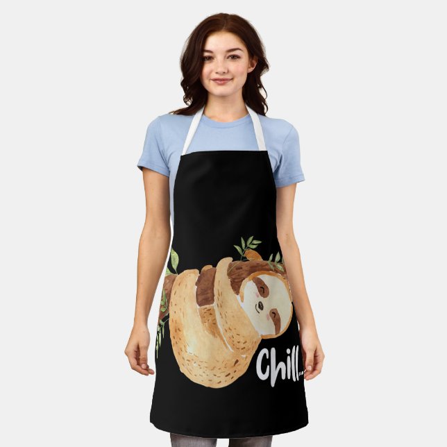 Chill Hanging Sloth Wildlife Animal Lover Zookeepe Apron (Worn)