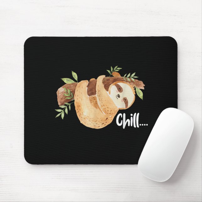 Chill Hanging Sloth Wildlife Animal Lover Zookeepe Mouse Pad (With Mouse)