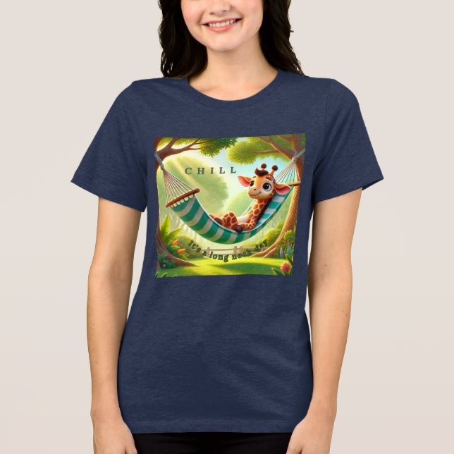 Chill – It's a Long Neck Day Giraffe Tri-Blend Shirt (Front)