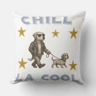 Chill La Cool – Dog in Glasses Walking Throw Pillow