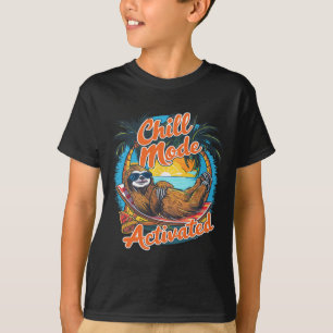 Chill Mode Activated Sloth Hammock Beach Sunset  T-Shirt