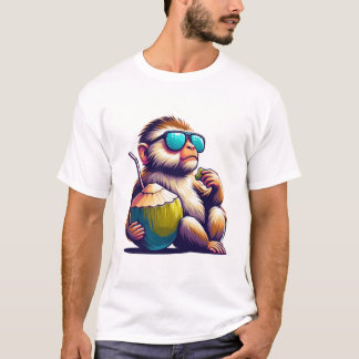 "Chill Monkey with Coconut – Tropical Relaxation" T-Shirt