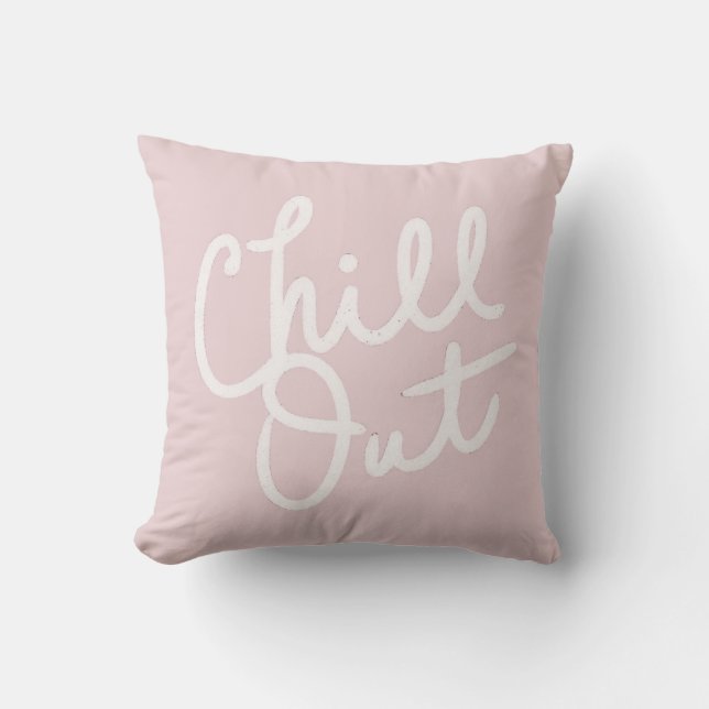 Chill Out Blush Throw Pillow (Front)