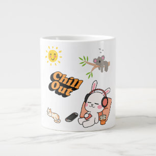 Chill Out Cute Bunny Cozy Relaxing Kawaii Animal Large Coffee Mug