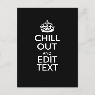 Chill Out for Your Text with Keep Calm Crown Black Postcard