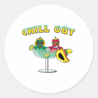 Chill Out Margarita Chili Peppers Classic Round Sticker