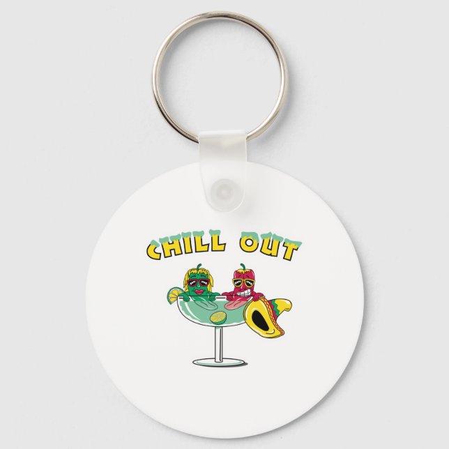 Chill Out Margarita Chili Peppers Keychain (Front)