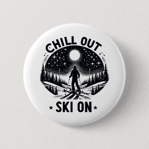 Chill out Ski on 2 Inch Round Button