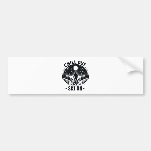 Chill out Ski on Bumper Sticker (Front)