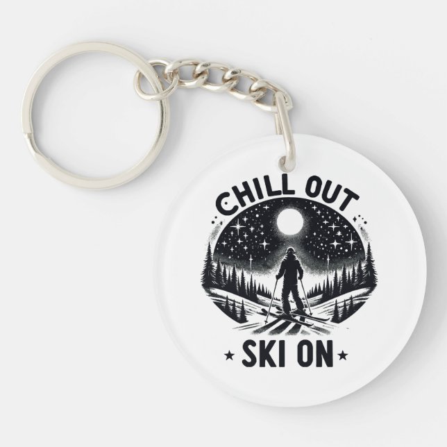 Chill out Ski on Keychain (Front)