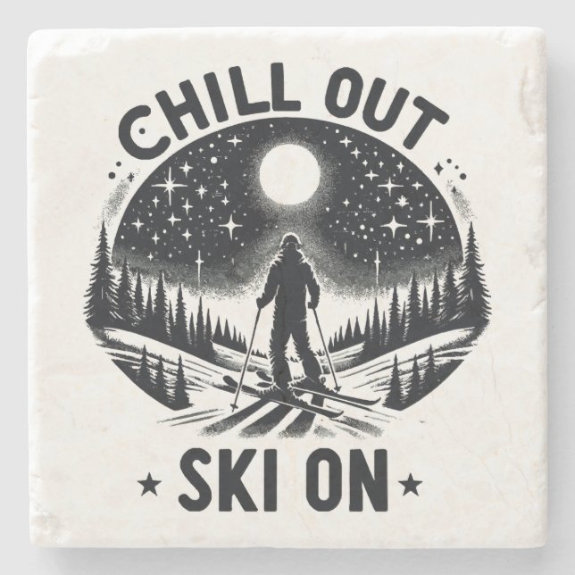 Chill out Ski on Stone Coaster (Front)