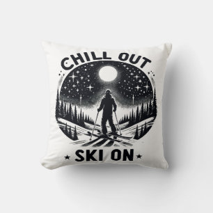 Chill out Ski on Throw Pillow
