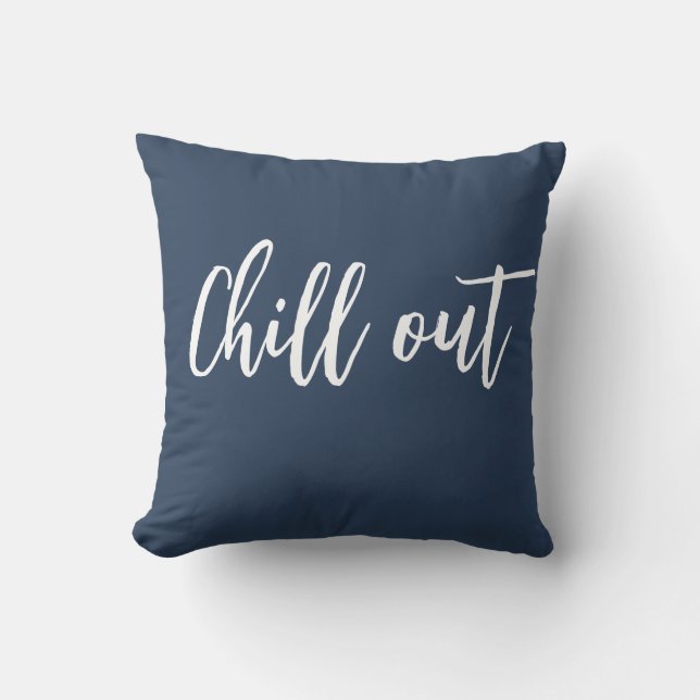 Chill Out Throw Pillow Indigo Blue White (Front)