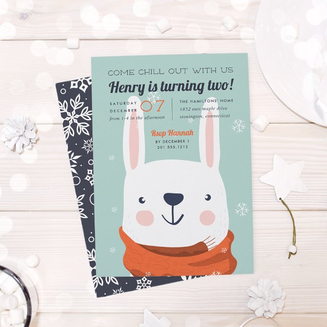 Chill Out | Winter Rabbit Birthday Party Invitation (Creator Uploaded)