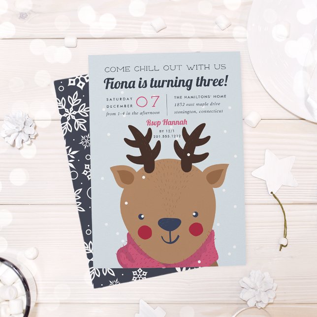 Chill Out | Winter Reindeer Birthday Party Invitation (Creator Uploaded)
