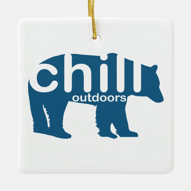 Chill Outdoors Bear Ceramic Ornament (Front)