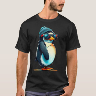 Chill Penguin Vibes with Cool Shades and Beanie T-Shirt