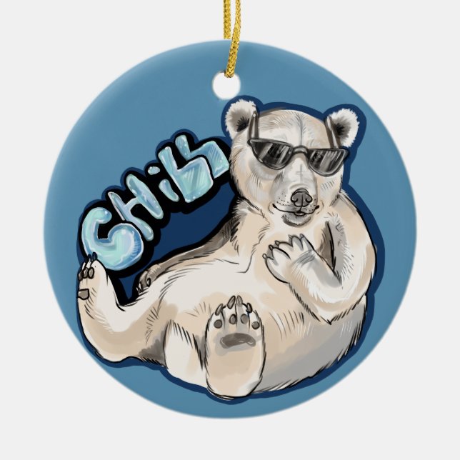 Chill Polar Bear Ceramic Ornament (Front)