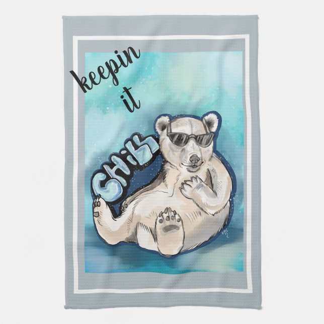 Chill Polar Bear Kitchen Towel (Vertical)