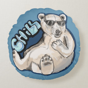 Chill Polar Bear Round Pillow