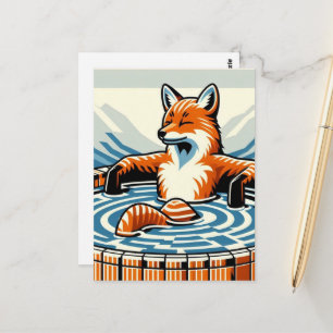 Chill Red Fox in a Hot Tub Postcard