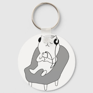 chill relax music head phones cat -1833150_920_721 keychain