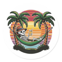 Chill Skeleton Beach Sticker