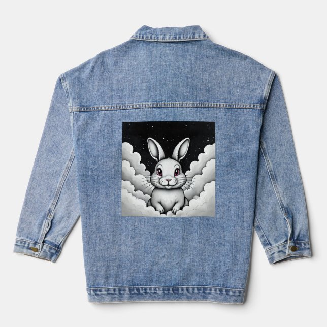 Chill Sky vibes Heavenly Bunny Denim Jacket (Back)