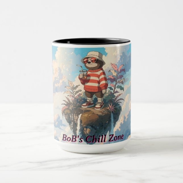 Chill Sloth Retro Tropical Island Vacation Vibes Mug (Center)