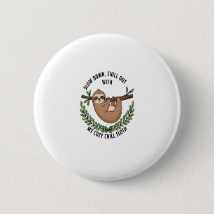 Chill Sloth, USA Animal 2 Inch Round Button