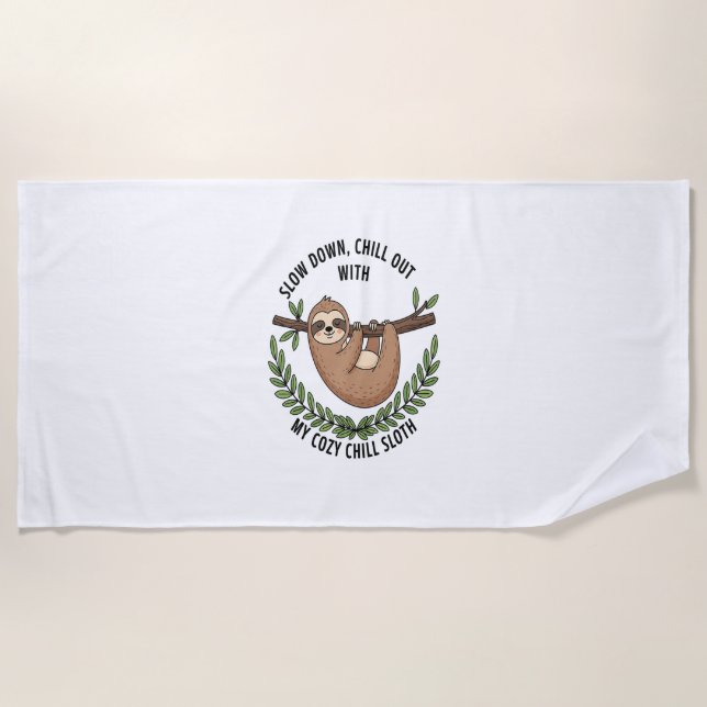 Chill Sloth, USA Animal Beach Towel (Front)
