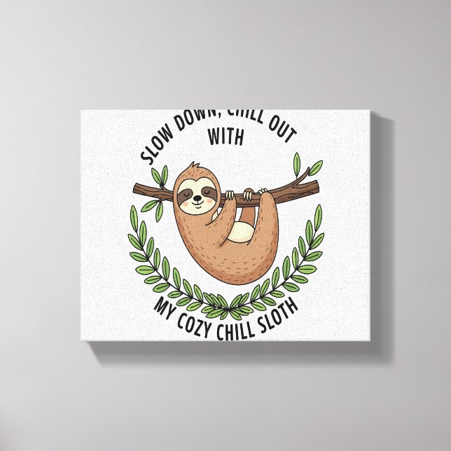 Chill Sloth, USA Animal Canvas Print (Front)