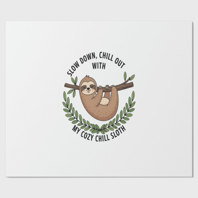 Chill Sloth, USA Animal Wrapping Paper (Flat)