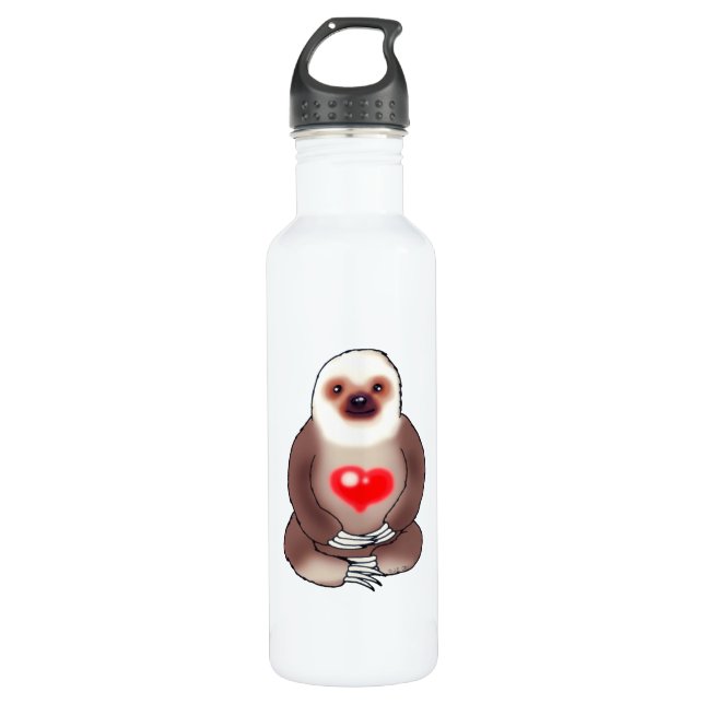 Chill Sloth with Glowing Heart 710 Ml Water Bottle (Front)