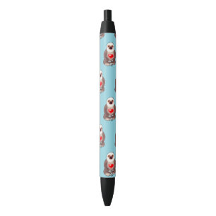 Chill Sloth with Glowing Heart Black Ink Pen