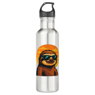 Chill Sloth with Sunglasses - Retro Sunset Vibes C 710 Ml Water Bottle