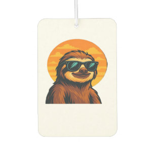 Chill Sloth with Sunglasses - Retro Sunset Vibes C Air Freshener