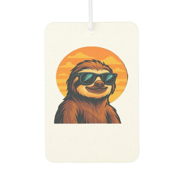 Chill Sloth with Sunglasses - Retro Sunset Vibes C Air Freshener (Front)