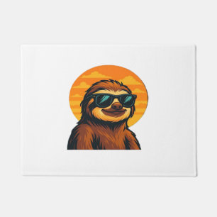 Chill Sloth with Sunglasses - Retro Sunset Vibes C Doormat